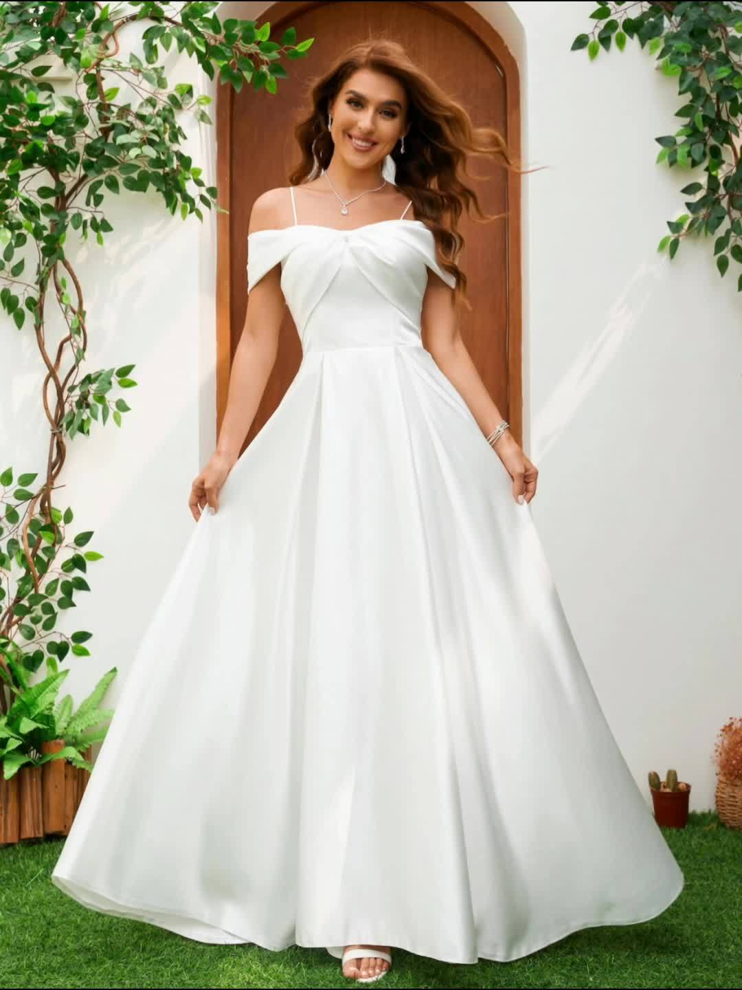Women's Elegant Off-Shoulder Wedding Dress - Formal prom, Bridal gown with, Long Formal event, A-Line Skirt for a Flawless Wedding Day Look, Wedding Dresses for Bride, Delicate Detailing