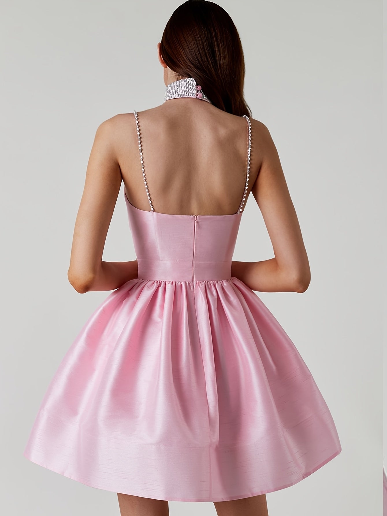 Elegant Off-Shoulder Ball Gown Elegant Pink Satin Off-Shoulder V-Neck Ball Gown for Women - Ruched Tulle Dress with Belt, Perfect for Prom Night & Special Occasions, Formal Evening Wear | Vneck Dress | Satin Finish, Cute Dresses
