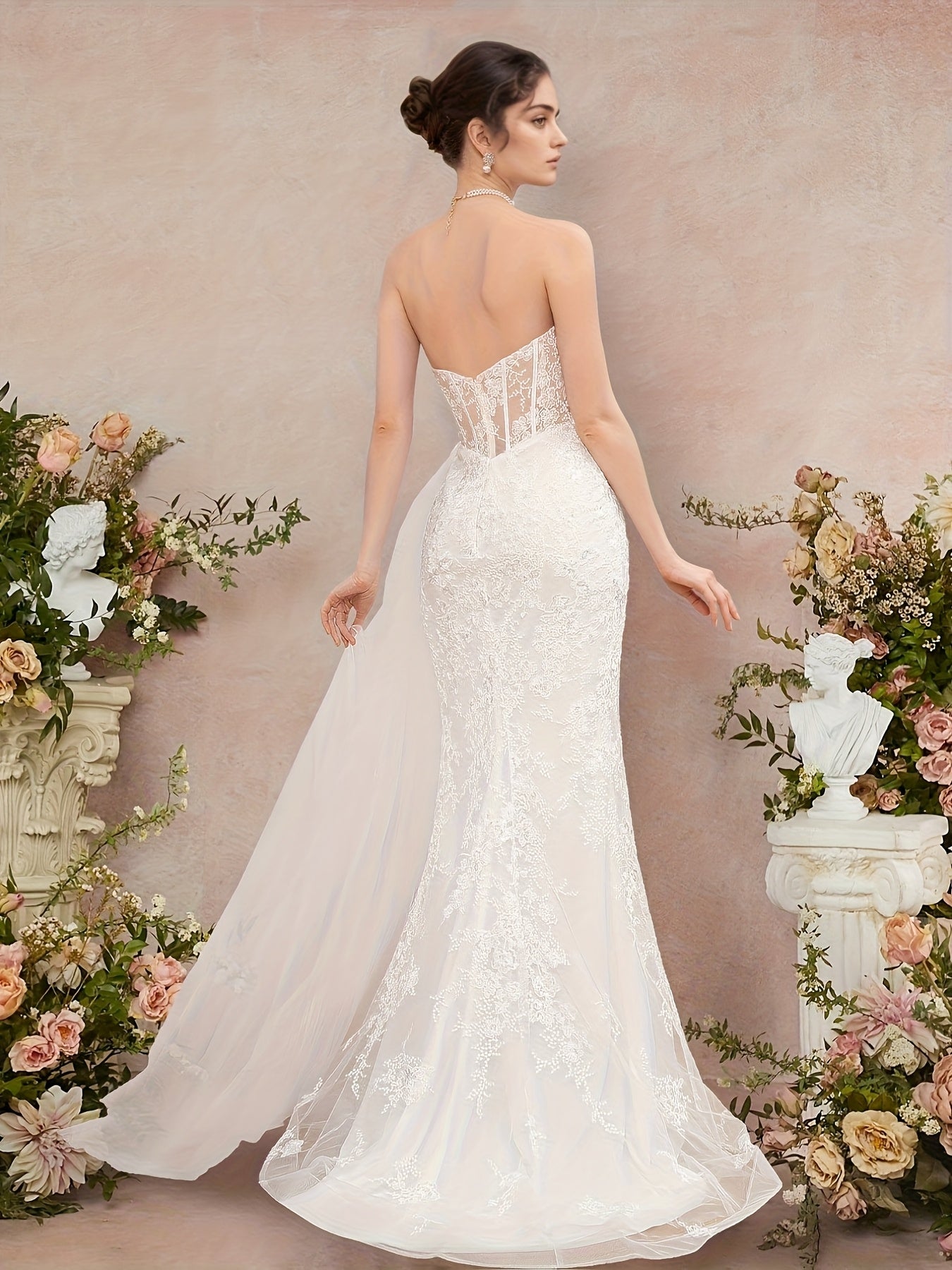 Candyce Lea Heart-Shaped Strapless Sequin Embroidered Wedding Dress with High-Low Hem & Train - Elegant Long Formal Gown for Weddings, Galas, Proms, Wedding Dresses for Bride, Wedding Guest Attire, Sophisticated Craftsmanship