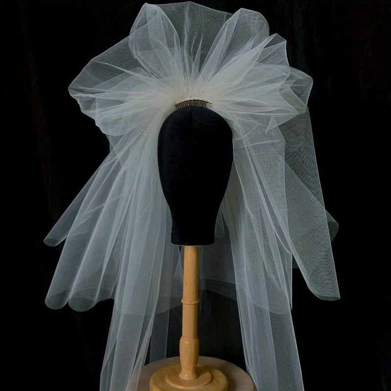 Elegant Black Cloud Tulle Bridal Veil - Multi-Layer Lace & Tulle Overlay for Weddings, Photo Shoots, and Formal Events, Wedding Dress Up, Photo Shoot Accessory, Sophisticated Craftsmanship