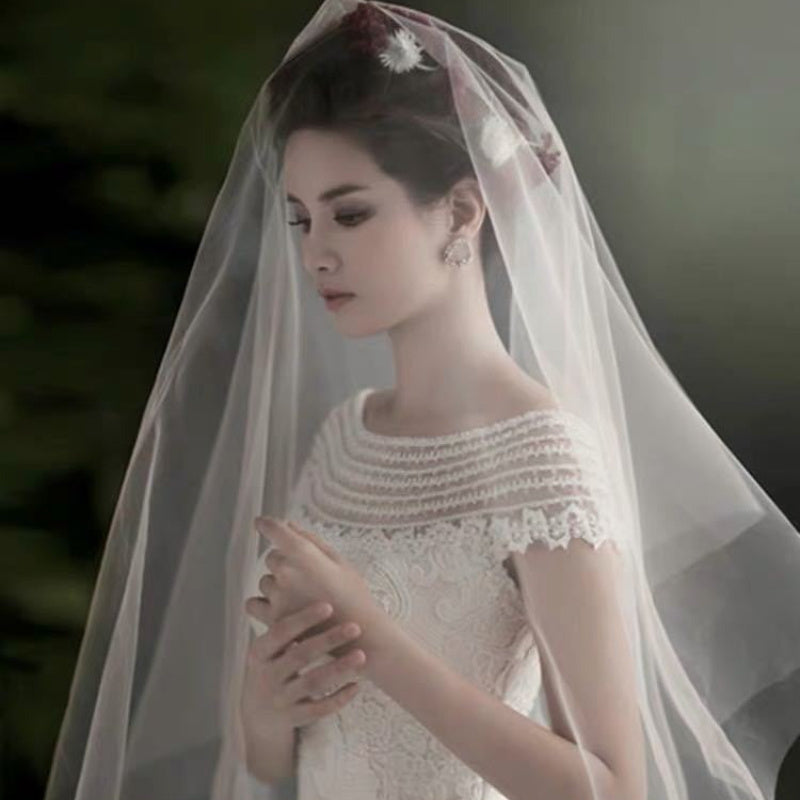 1pc of Bride Veil Simple Single-Layer Plain Veil Wedding Dress, Long Style for Engagement And Marriage, Giving Family And Friends Is a Good Gift, Suitable for Wedding Birthdays And Other Places, Fashionable And Elegant Party OPP Bag Packaging