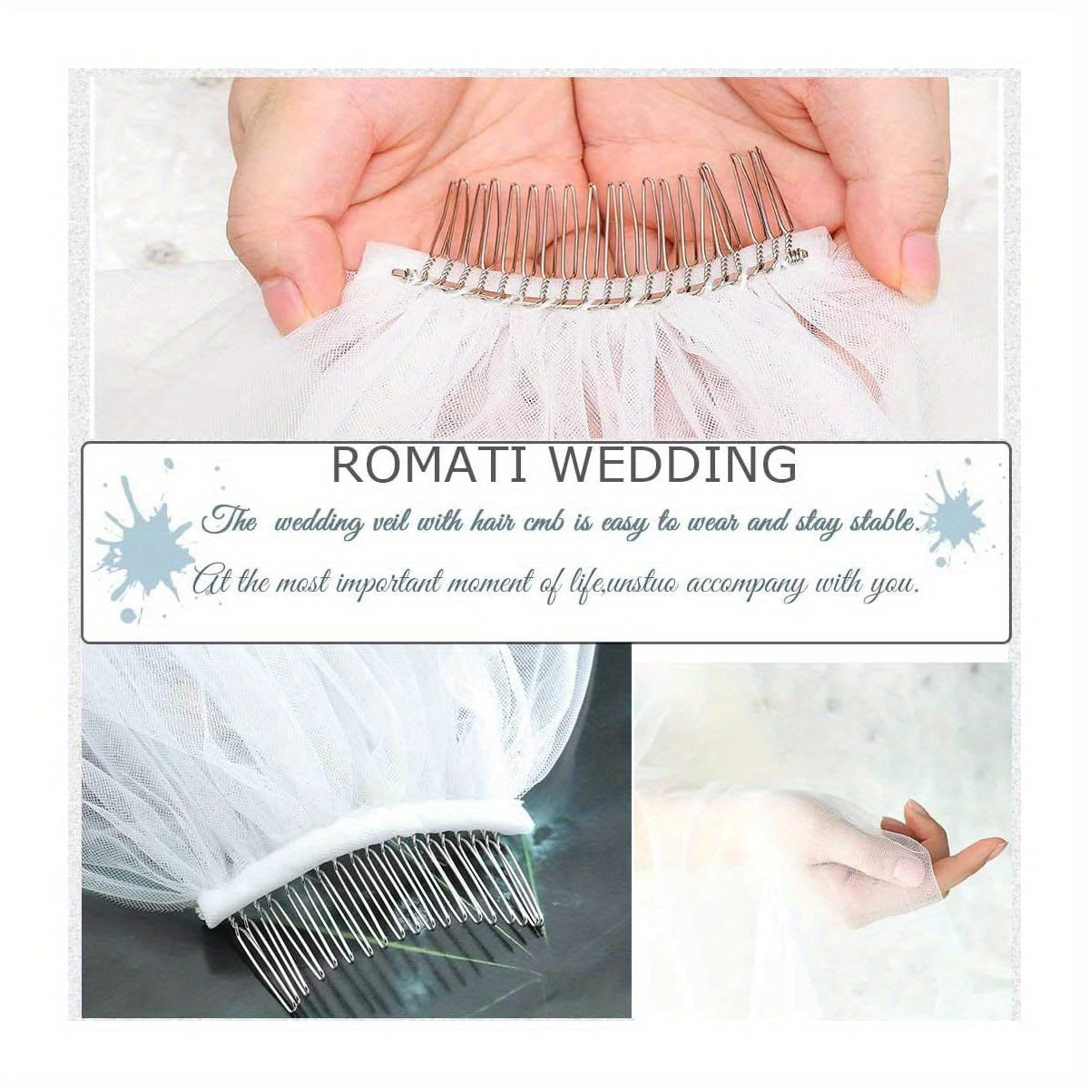 Unsutuo Bridal Wedding Veil - Elegant Cathedral Veil with Comb Attachment, Flowing Train, Formal Wedding Ceremony & Prom Dresses for Brides, Bridesmaids, - (59\
