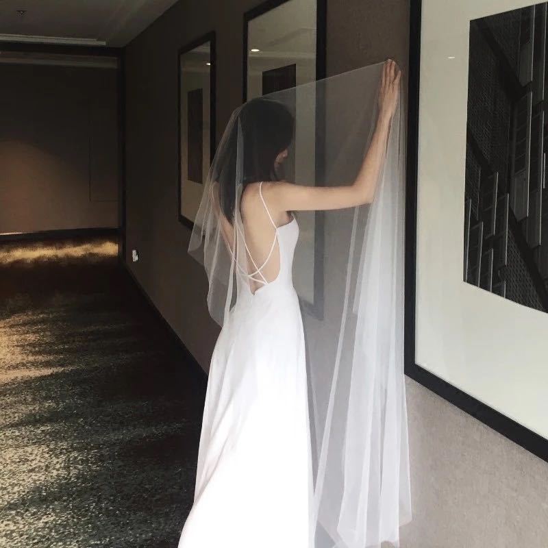 1pc of Bride Veil Simple Single-Layer Plain Veil Wedding Dress, Long Style for Engagement And Marriage, Giving Family And Friends Is a Good Gift, Suitable for Wedding Birthdays And Other Places, Fashionable And Elegant Party OPP Bag Packaging