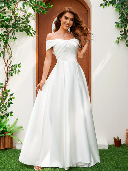 Women's Elegant Off-Shoulder Wedding Dress - Formal prom, Bridal gown with, Long Formal event, A-Line Skirt for a Flawless Wedding Day Look, Wedding Dresses for Bride, Delicate Detailing