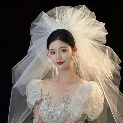 Elegant Black Cloud Tulle Bridal Veil - Multi-Layer Lace & Tulle Overlay for Weddings, Photo Shoots, and Formal Events, Wedding Dress Up, Photo Shoot Accessory, Sophisticated Craftsmanship