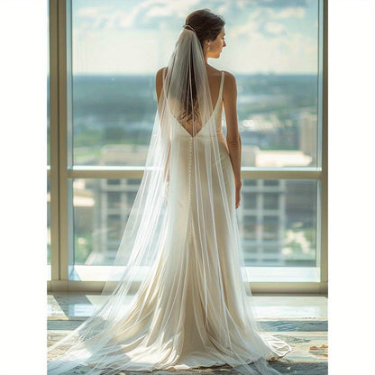 Unsutuo Bridal Wedding Veil - Elegant Cathedral Veil with Comb Attachment, Flowing Train, Formal Wedding Ceremony & Prom Dresses for Brides, Bridesmaids, - (59\
