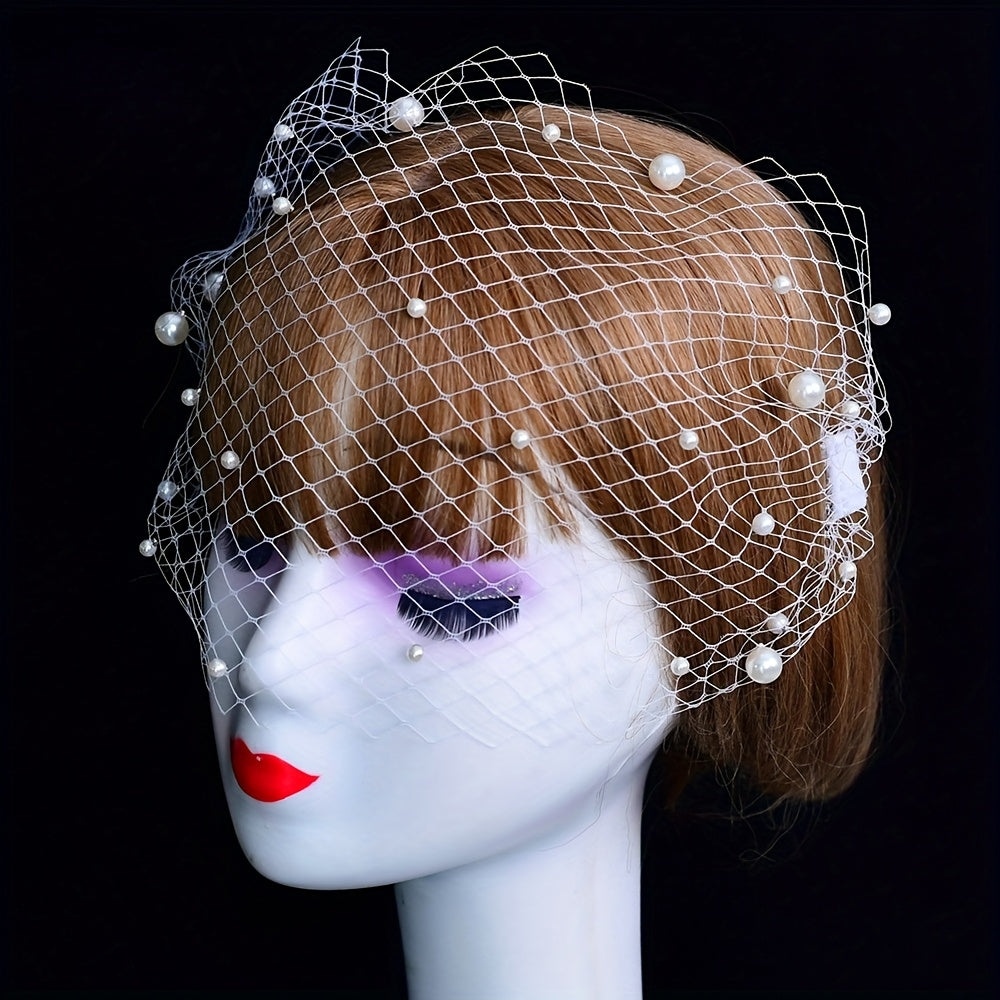 Wedding Season Bridal Hair Accessories, White Mesh Headdress with Comb, Bridal Veil for Evening Dance, Bridal Veil with Wedding Dress, Headdress with Evening Gown, Bestie Birthday Party, Bachelorette Party