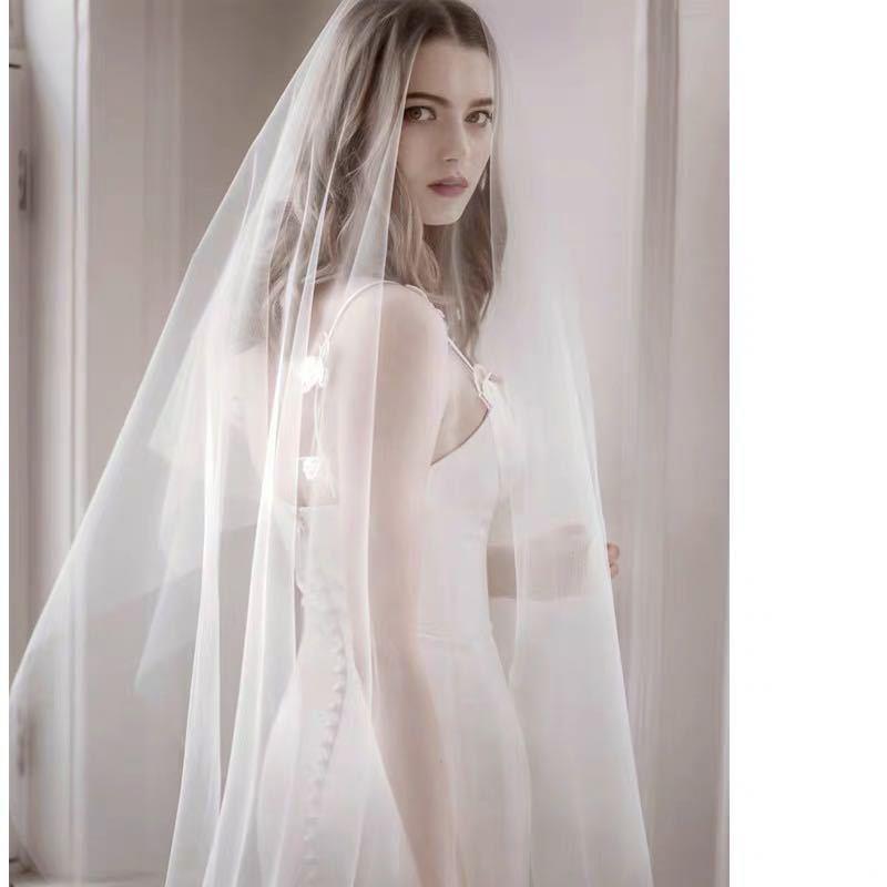 1pc of Bride Veil Simple Single-Layer Plain Veil Wedding Dress, Long Style for Engagement And Marriage, Giving Family And Friends Is a Good Gift, Suitable for Wedding Birthdays And Other Places, Fashionable And Elegant Party OPP Bag Packaging