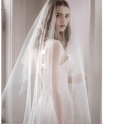 1pc of Bride Veil Simple Single-Layer Plain Veil Wedding Dress, Long Style for Engagement And Marriage, Giving Family And Friends Is a Good Gift, Suitable for Wedding Birthdays And Other Places, Fashionable And Elegant Party OPP Bag Packaging