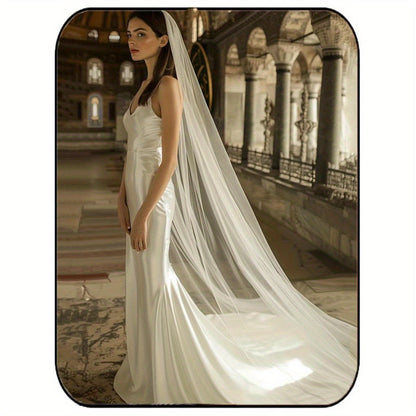 Unsutuo Bridal Wedding Veil - Elegant Cathedral Veil with Comb Attachment, Flowing Train, Formal Wedding Ceremony & Prom Dresses for Brides, Bridesmaids, - (59\
