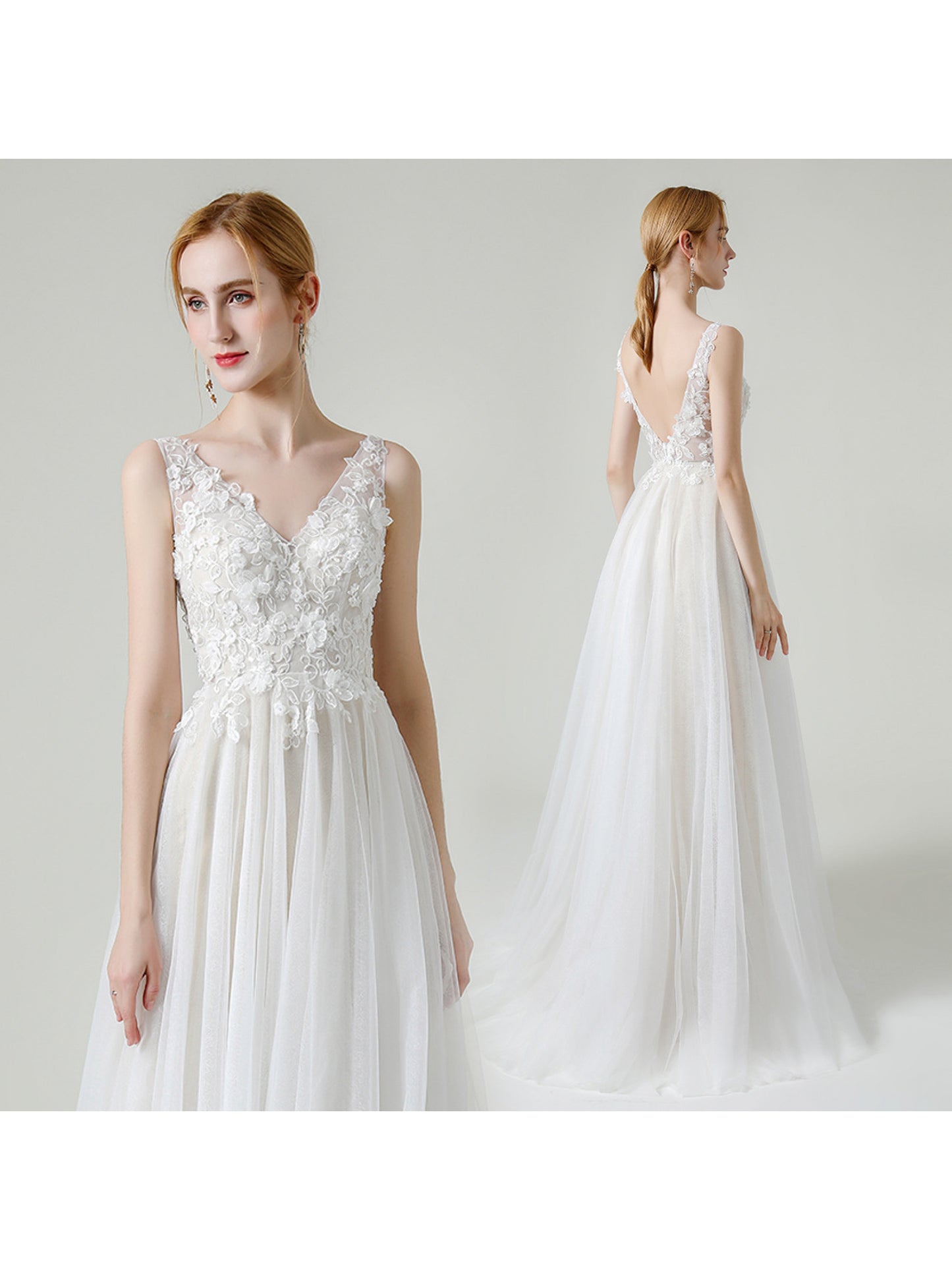 Light Wedding Dress with Train 2025 New Lace Travel Photography Simple Elegant Banquet Host Evening Gown for Women