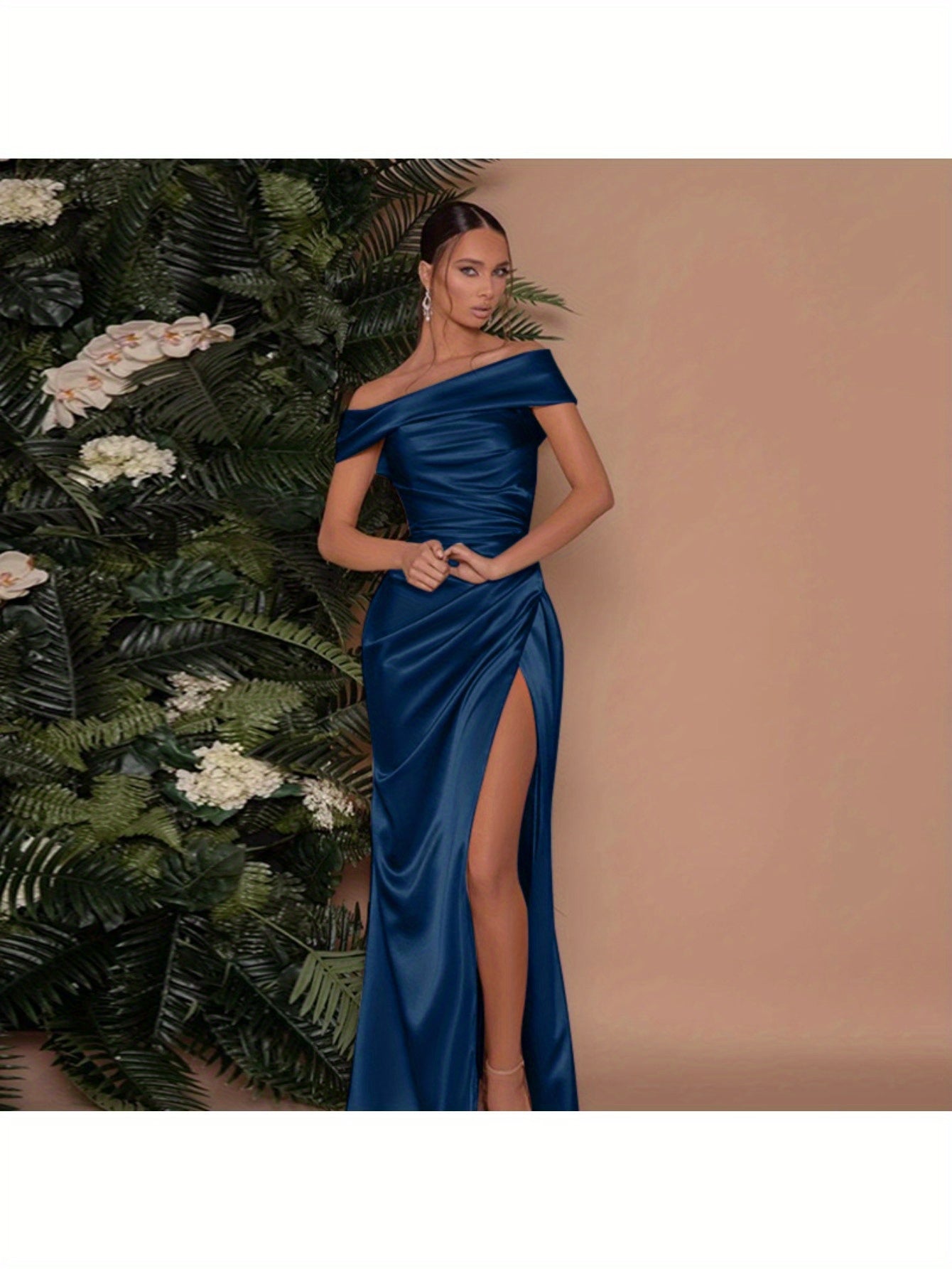 Elegant Off-Shoulder Red Gown Elegant Off-Shoulder Red Gown with High Slit - Sleeveless, Form-Fitting, Perfect for Weddings, Parties, and Formal Events, Formal Event Attire|Sleek Fitted Gown|Asymmetrical Neckline, Dress