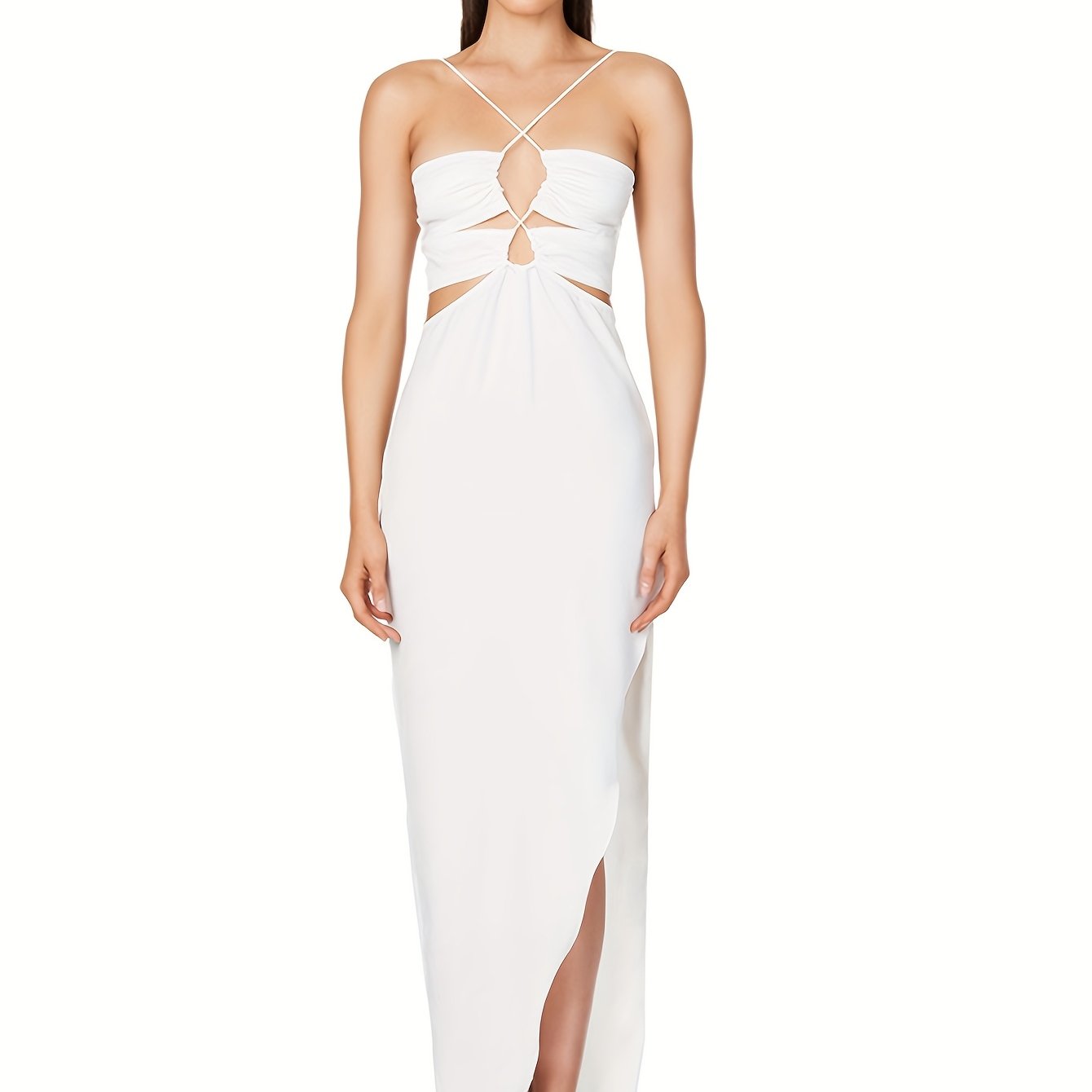 Elegant Off-Shoulder V-Neck Ball Gown for Women - Long Sleeve, High-Low Hemline, Ruched Detail, Perfect for Prom Night & Special Occasions, Solid Color, Formal Evening Wear | Vneck Dress | Ruched Detailing, Dress