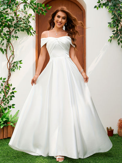 Women's Elegant Off-Shoulder Wedding Dress - Formal prom, Bridal gown with, Long Formal event, A-Line Skirt for a Flawless Wedding Day Look, Wedding Dresses for Bride, Delicate Detailing