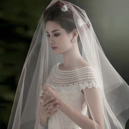 1pc of Bride Veil Simple Single-Layer Plain Veil Wedding Dress, Long Style for Engagement And Marriage, Giving Family And Friends Is a Good Gift, Suitable for Wedding Birthdays And Other Places, Fashionable And Elegant Party OPP Bag Packaging