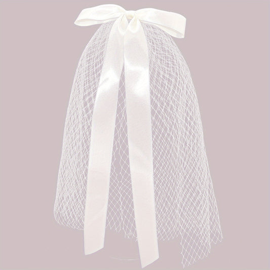 Mai Lang New Fairy-like Head Veil Bowknot Korean Style White Wedding Dress Accessories Short Beautiful Mesh