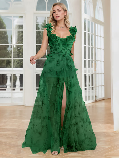 Women'S Elegant Off-Shoulder\u002FOne-Shoulder Lace Trimmed Evening Gown - Floor-Length Formal Wedding Dress with Butterfly Pattern, A-Line Silhouette & Convertible Train, All-Season Wear for Beach Balls, Galas, Prom, Birthdays - Timeless Silhouette in Em