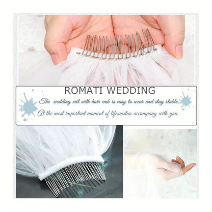 Unsutuo Bridal Wedding Veil - Elegant Cathedral Veil with Comb Attachment, Flowing Train, Formal Wedding Ceremony & Prom Dresses for Brides, Bridesmaids, - (59\
